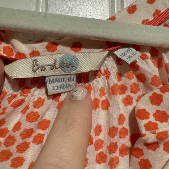 Boden Maya Blouse Coral Dotted Print Size 16 - Picture 3 of 6